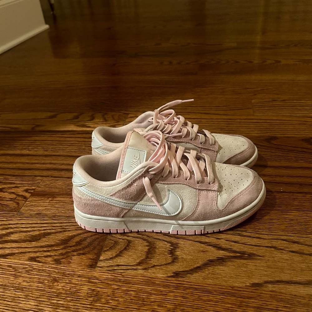 Nike Pink and White Dunk Low Sneakers
